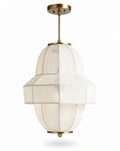 Moderne Hanglamp met Witte Stof en Gouden Accenten