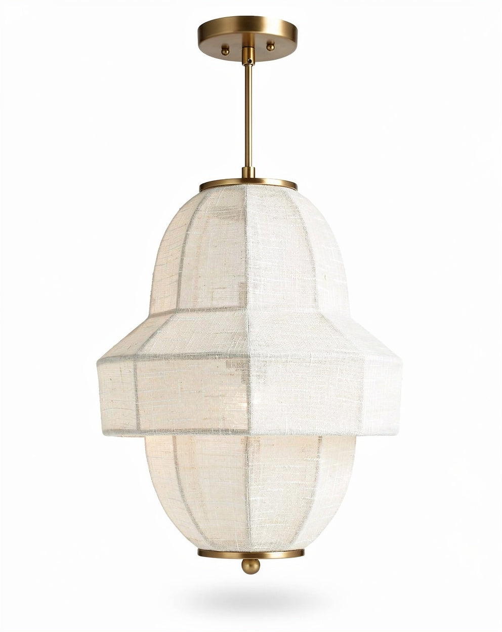 Moderne Hanglamp met Witte Stof en Gouden Accenten