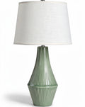 Moderne groene keramische lamp met stoffen shade