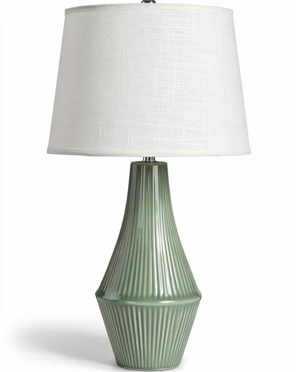 Moderne groene keramische lamp met stoffen shade