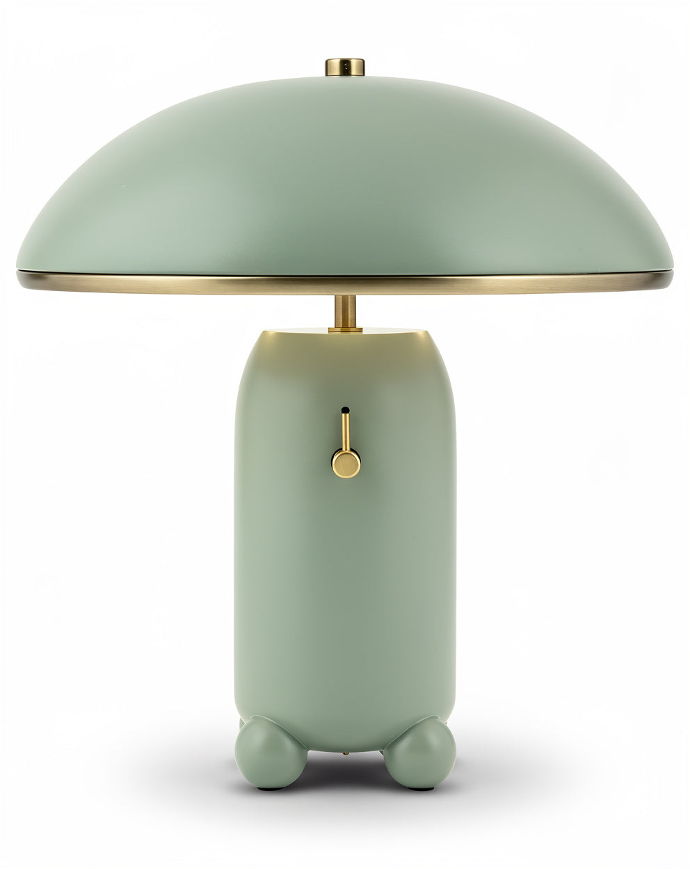**Technische titel in het Nederlands: Moderne tafellamp met afgeronde kap en gouden accenten**