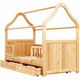 **Technische titel in het Nederlands:** **Houten peuterbed met huisontwerp en opbergladen**